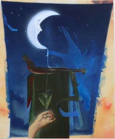 Painting, Hoda Kashiha, Drunk Moon, 2024, 80318