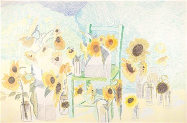 Painting, The Late Ali Golestaneh, Spain, Sunflowers, 1983, 37377