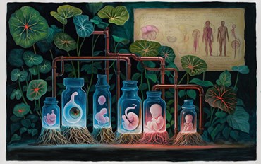 Painting, Elaheh Ramezani, The Dark Forest: Births Among the Leaves, 2025, 83740