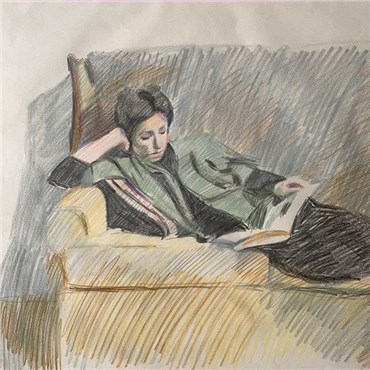 Painting, Nafisseh Riahi, Susan Reading, 1980, 27999