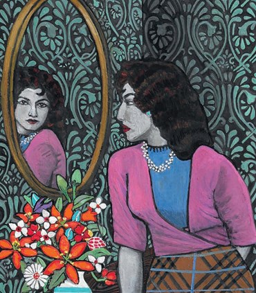 Painting, Soheila Sokhanvari, The Silent Mirror (Portrait of Forough Farrokhzad), 2024, 71334