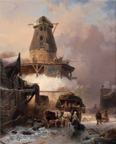 Painting, Wijnand Nuijen, The Old Mill in Winter, 1838, 22158