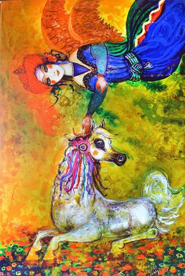 Painting, Nasser Ovissi, Angel and Horse, , 42047