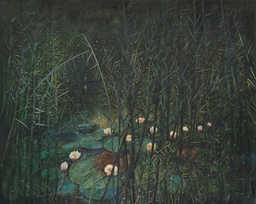 Painting, Shahou Babaie, Water Lilies, Night, Zrebar, 2024, 76597