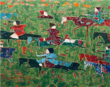 Painting, Reza Derakshani, Green hunt, 2017, 27047
