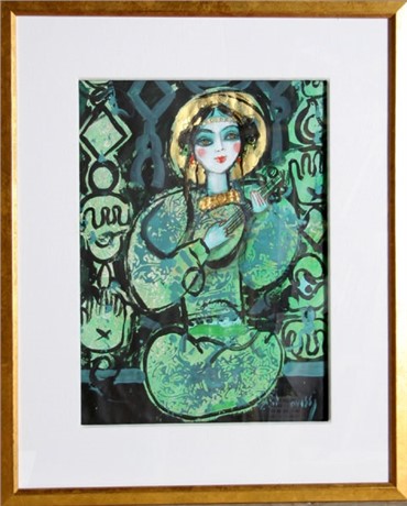 Works on paper, Nasser Ovissi, Woman Playing Guitar, 1979, 6447