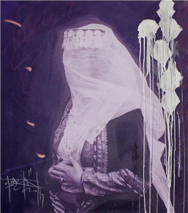 Painting, Firouz Farmanfarmaian, Women with a Veil in Purple (Panel II), 2017, 8517