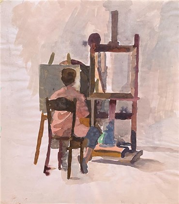 Painting, Nafiseh Riahi, Self-Portrait, 1980, 28003