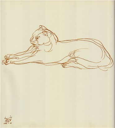 Drawing, Hosein Shirahmadi, A Sitting Cat, 2019, 38209