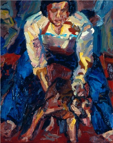 Painting, Amirhossein Akhavan, Man and Dog, 2002, 9015