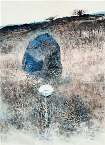 Works on paper, Hossein Kazemi, Landscape with Flowers, 1983, 4646