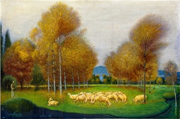 Painting, Jafar Petgar, Dawn in Pasture, 1948, 6899
