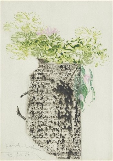 Mixed media, Farideh Lashaii, Flowers, 1987, 4176