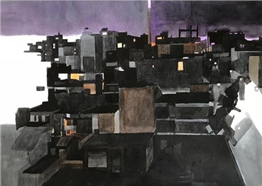 Painting, Nafisseh Riahi, View of Tehran: Night, 1990, 28006