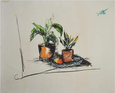 Painting, Manoucher Yektai, Still Life of Flower, 1977, 62033