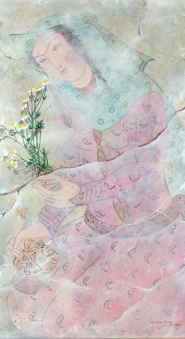 Painting, Gizella Varga Sinaei, Lady With Flowers, 1999, 70709