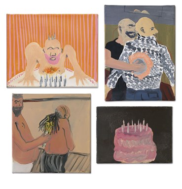 Painting, Tala Madani, Orange Burn-Burning Hair-Pull Over-Pink Cake, , 23364