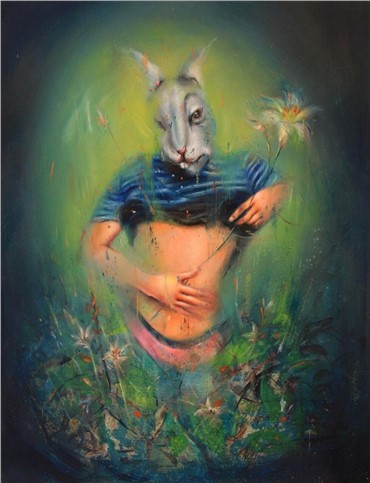 Painting, Nafiseh Emran, Rabbit & Human, 2018, 19915