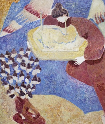 Painting, Pardis Amerian, Presenting Future City to Figure with Seventy Heads, 2023, 77861