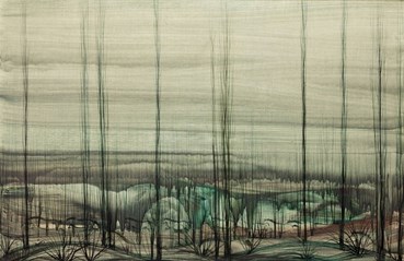 Painting, Hossein Mahjoubi, Dreamlike Landscape with Horses, 1972, 79662