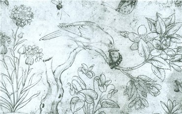 Shafie Abbasi, Flowers and chickens, insects, 1845, 0