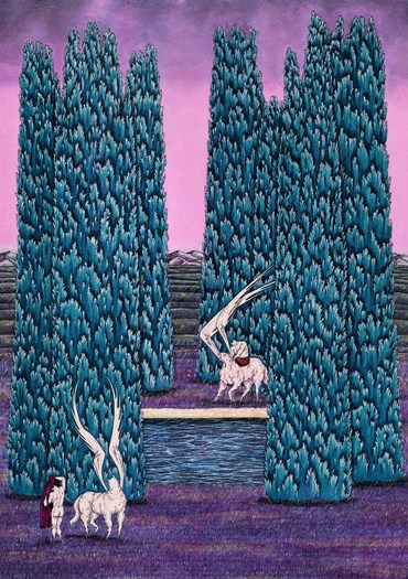 Painting, Mona Hoseinzadeh, She Left the Holy Second Early, 2024, 80015