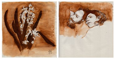 Drawing, Hosein Shirahmadi, two portaits and Spikes, 2020, 38234