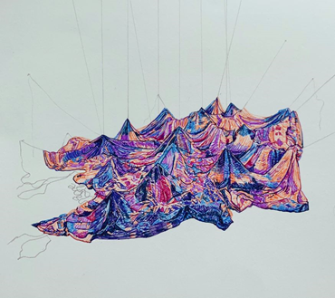Painting, Leila Seyedzadeh, Aras River Below Pink Mountains, 2024, 75601