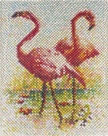 Mixed media, Farhad Moshiri, 2 Flamingos, 2008, 14848