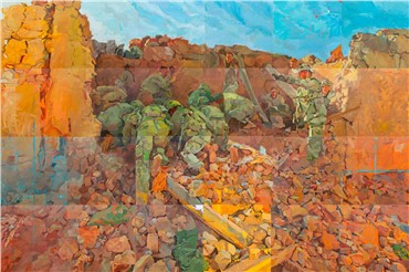 Painting, Amirhossein Akhavan, Soldiers and Rubble, 2011, 8980