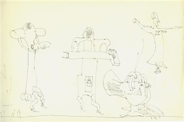 Drawing, Ardeshir Mohassess, Parviz Tanavoli's Ceramics in Goethe Institute, 1972, 28466
