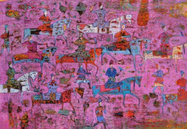 Painting, Reza Derakshani, Pink Night Hunt, 2019, 65015
