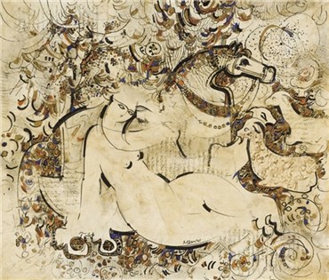 Painting, Sadegh Tabrizi, Episode des amours de Koshro et Shirin, , 24361